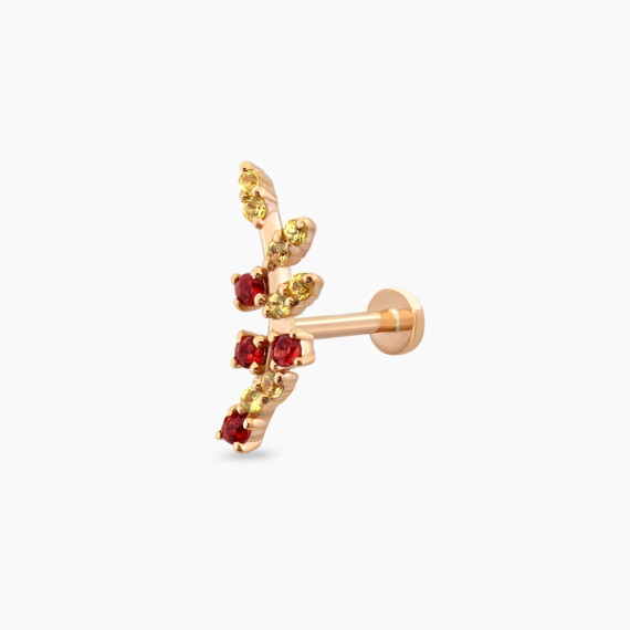 Defne Yellow and Red Sapphire Rose Gold Piercing - Nev Jewellery