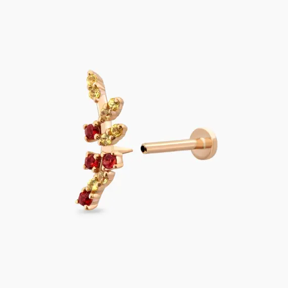 Defne Yellow and Red Sapphire Rose Gold Piercing - 4