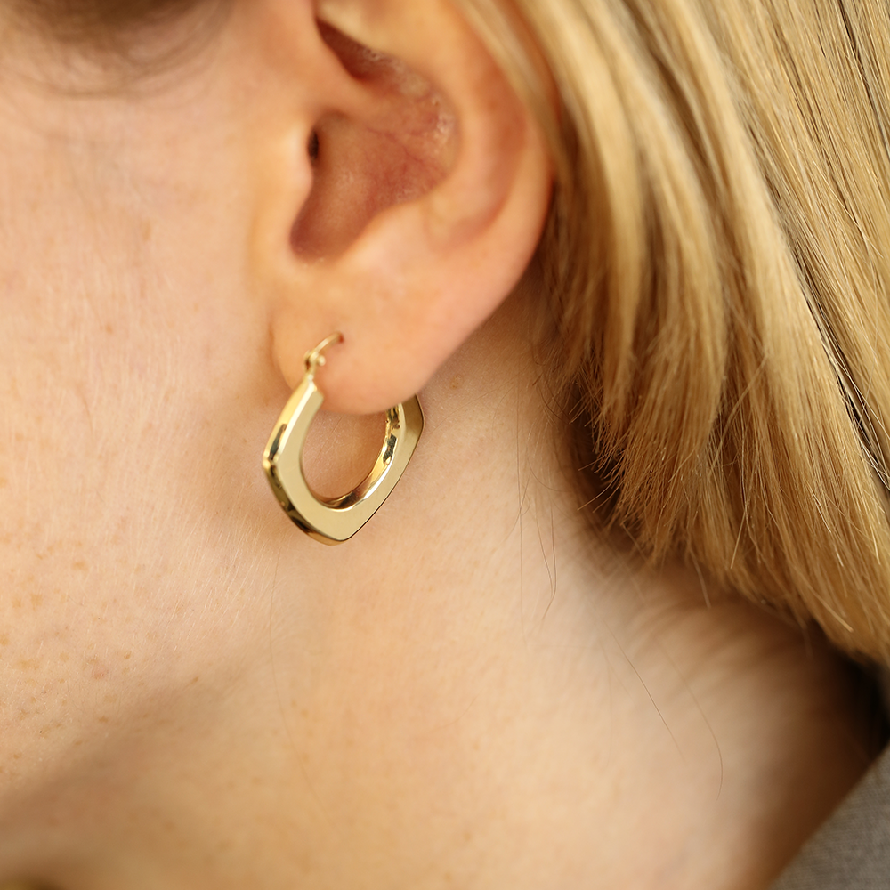 Dia Yellow Gold Hoop Earring - 4