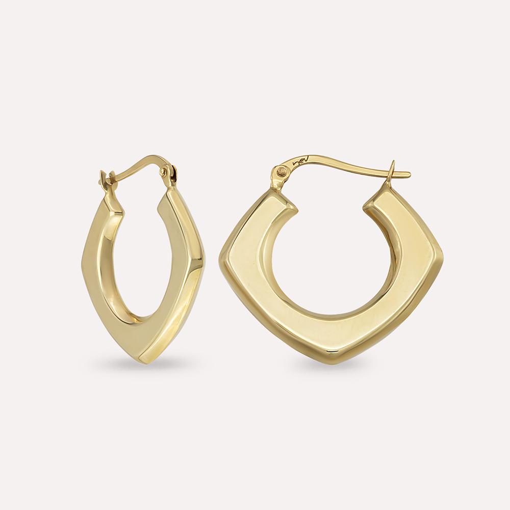 Dia Yellow Gold Hoop Earring - 2