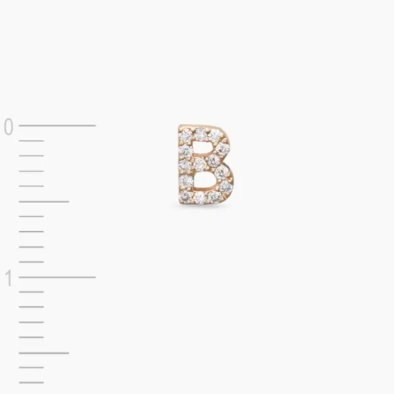 Diamond Rose Gold B Letter Mini Single Earring - 4