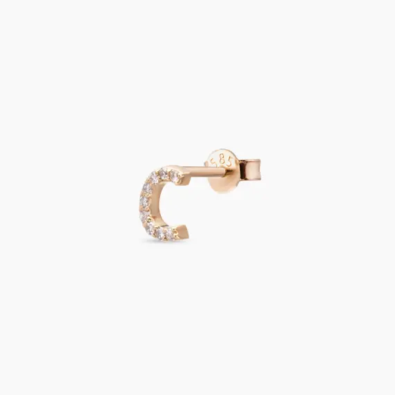 Diamond Rose Gold C Letter Mini Single Earring - 1