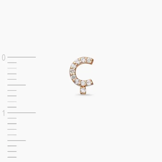 Diamond Rose Gold Ç Letter Mini Single Earring - 3