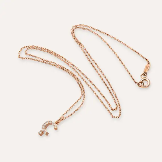 Diamond Rose Gold Ç Letter Necklace - 2