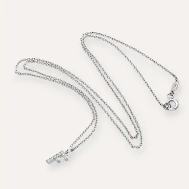 Diamond Rose Gold F Letter Necklace - Nev Jewellery (1)