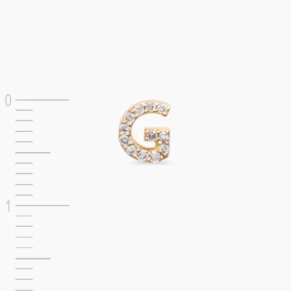 Diamond Rose Gold G Letter Mini Single Earring - 3
