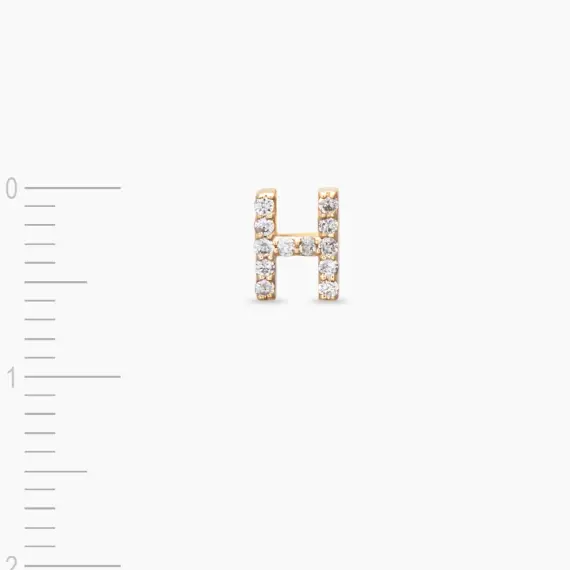 Diamond Rose Gold H Letter Mini Single Earring - 4