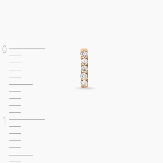 Diamond Rose Gold I Letter Mini Single Earring - 3