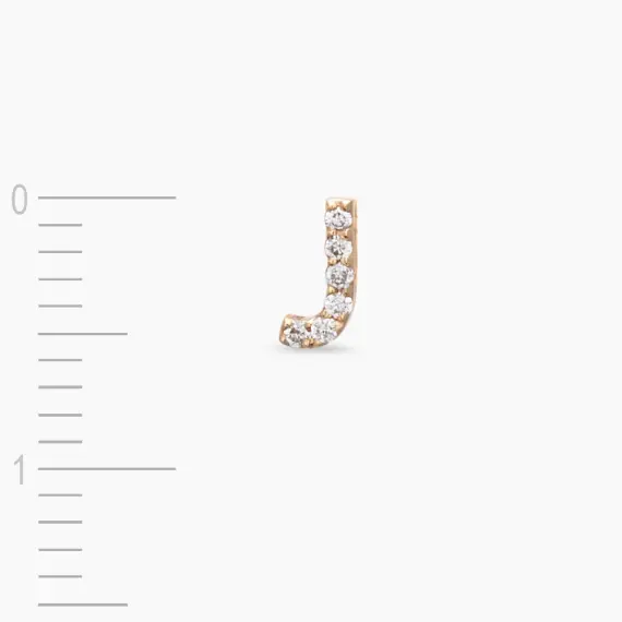 Diamond Rose Gold J Letter Mini Single Earring - 3