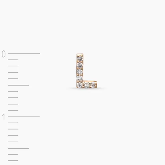 Diamond Rose Gold L Letter Mini Single Earring - 3