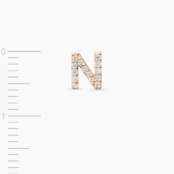 Diamond Rose Gold N Letter Mini Single Earring - 3