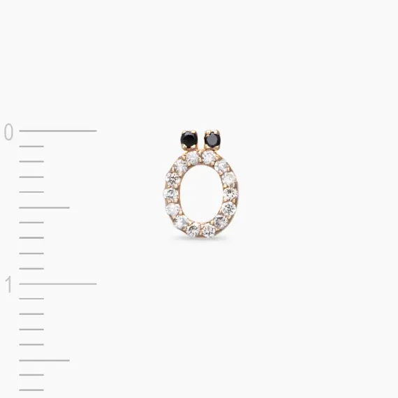 Diamond Rose Gold Ö Letter Mini Single Earring - 4