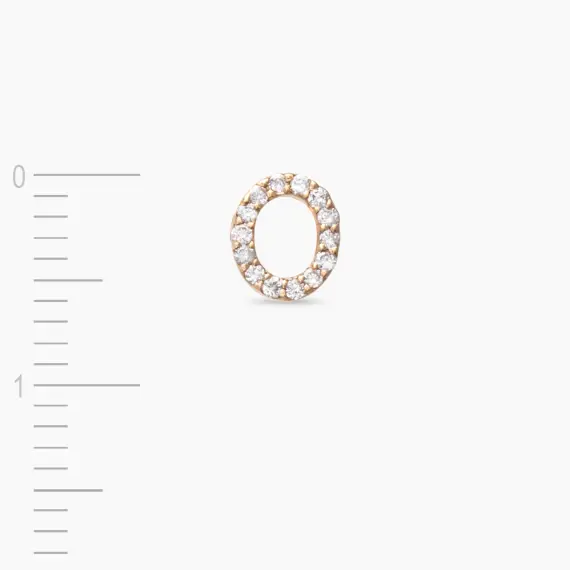 Diamond Rose Gold O Letter Mini Single Earring - 3