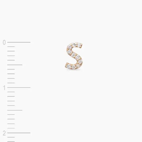 Diamond Rose Gold S Letter Mini Single Earring - 3