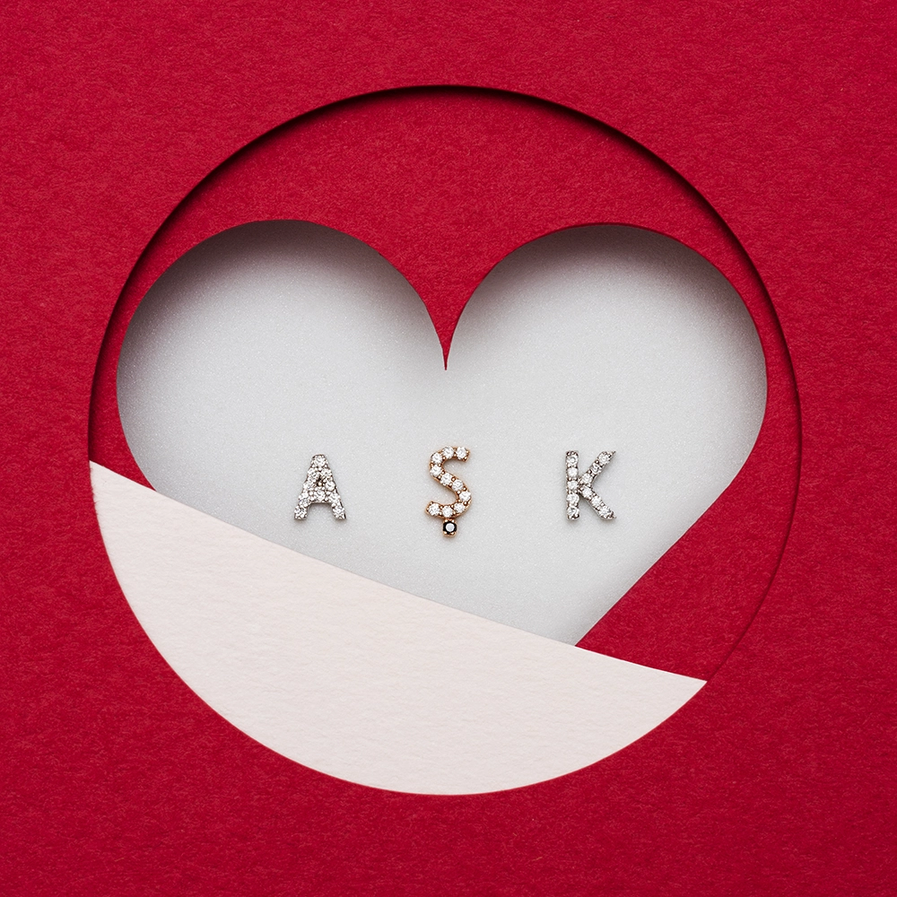 Diamond Rose Gold Ş Letter Mini Single Earring - Nev Jewellery (1)
