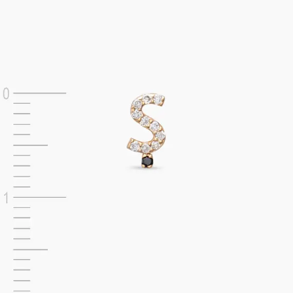 Diamond Rose Gold Ş Letter Mini Single Earring - 4