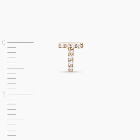 Diamond Rose Gold T Letter Mini Single Earring - 3