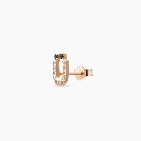 Diamond Rose Gold Ü Letter Mini Single Earring - Nev Jewellery