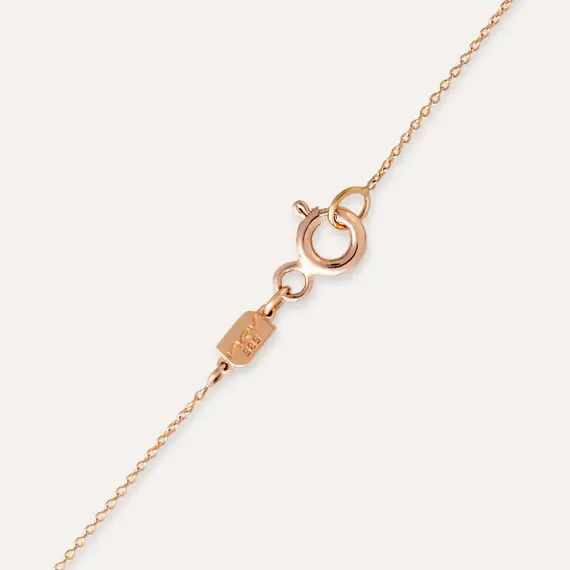Diamond Rose Gold V Letter Necklace - 3