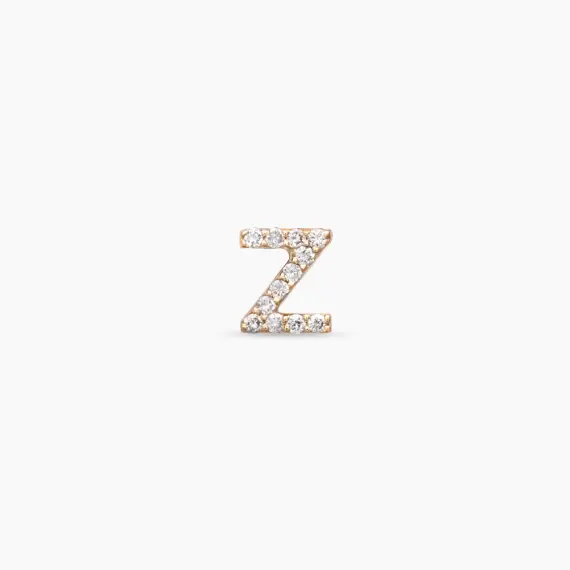 Diamond Rose Gold Z Letter Mini Single Earring - 3