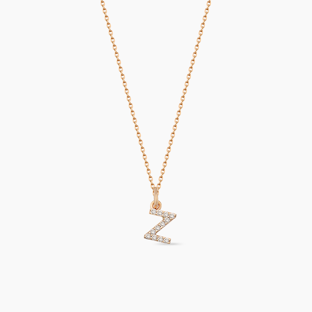 Diamond Rose Gold Z Letter Necklace - 1