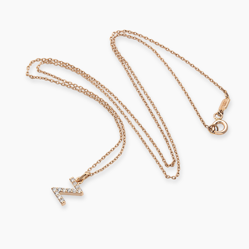 Diamond Rose Gold Z Letter Necklace - 3