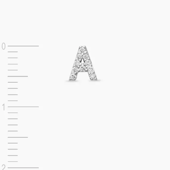 Diamond White Gold A Letter Mini Single Earring - 4