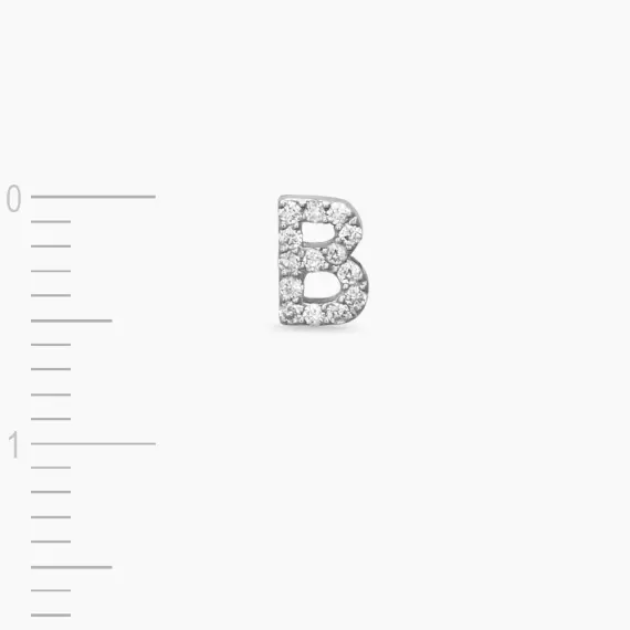 Diamond White Gold B Letter Mini Single Earring - 3