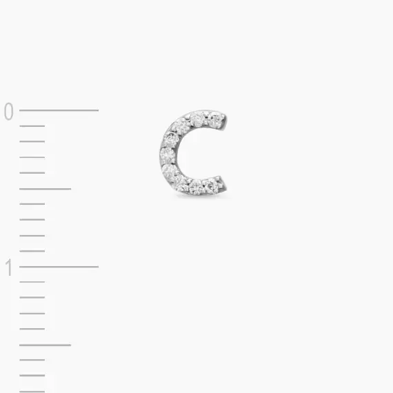 Diamond White Gold C Letter Mini Single Earring - 3