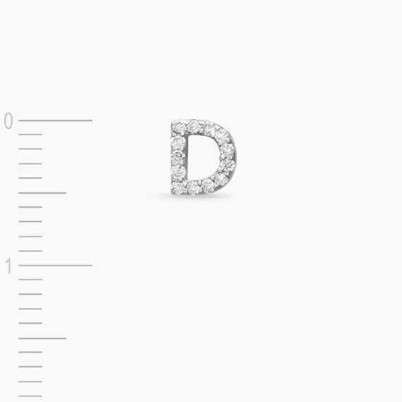 Diamond White Gold D Letter Mini Single Earring - 3