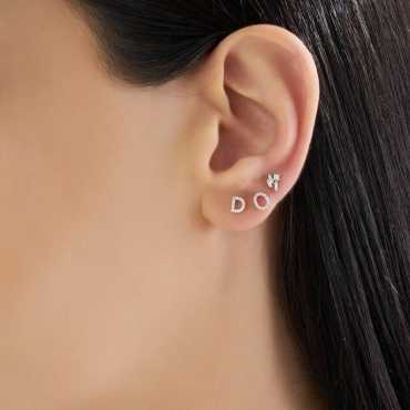 Diamond White Gold D Letter Mini Single Earring - Nev Jewellery (1)
