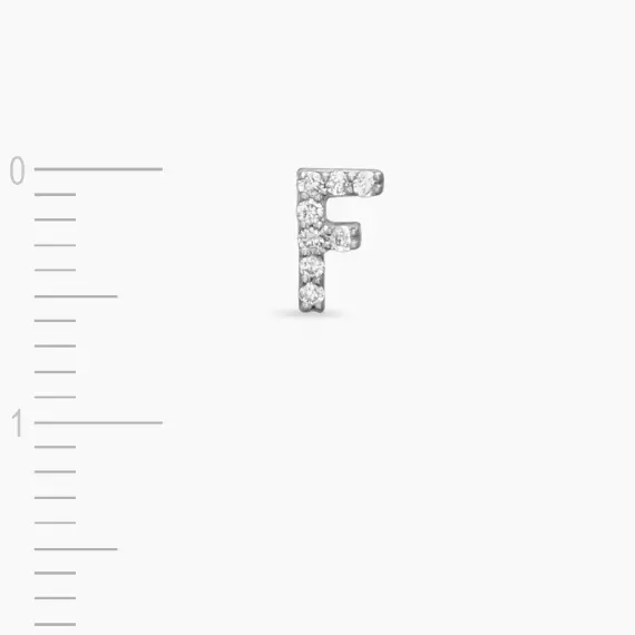 Diamond White Gold F Letter Mini Single Earring - 3