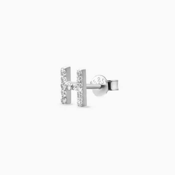 Diamond White Gold H Letter Mini Single Earring - 1