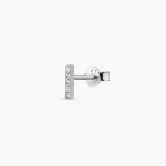 Diamond White Gold I Letter Mini Single Earring - Nev Jewellery