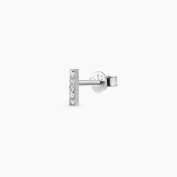Diamond White Gold I Letter Mini Single Earring - 1