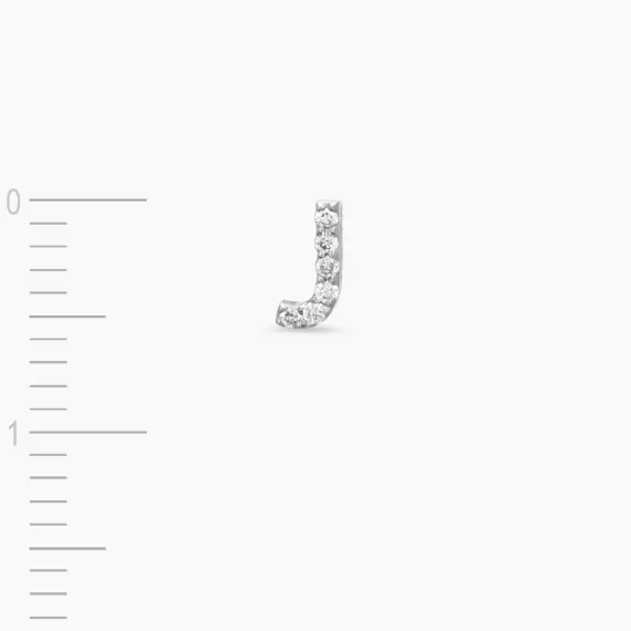 Diamond White Gold J Letter Mini Single Earring - 3
