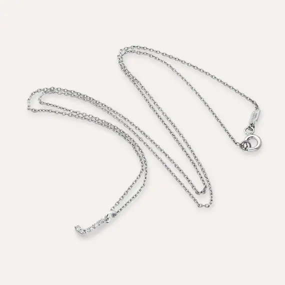 Diamond White Gold J Letter Necklace - 2