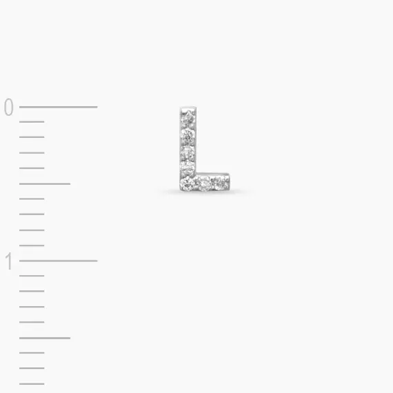 Diamond White Gold L Letter Mini Single Earring - 3