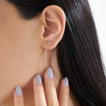 Diamond White Gold L Letter Mini Single Earring - Nev Jewellery (1)