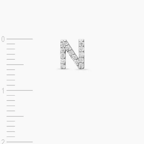 Diamond White Gold N Letter Mini Single Earring - 4