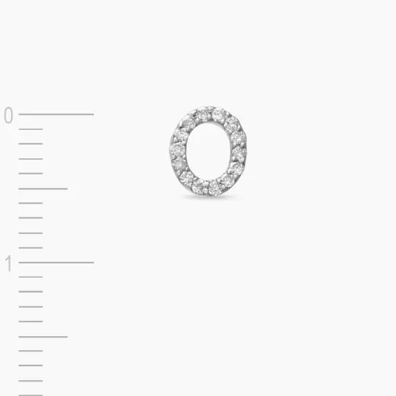 Diamond White Gold O Letter Mini Single Earring - 3