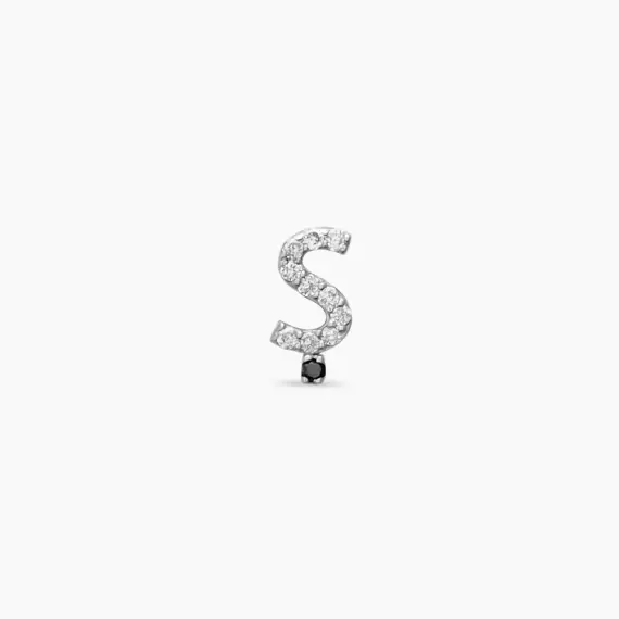 Diamond White Gold Ş Letter Mini Single Earring - 3