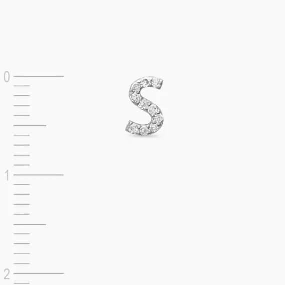 Diamond White Gold S Letter Mini Single Earring - 3