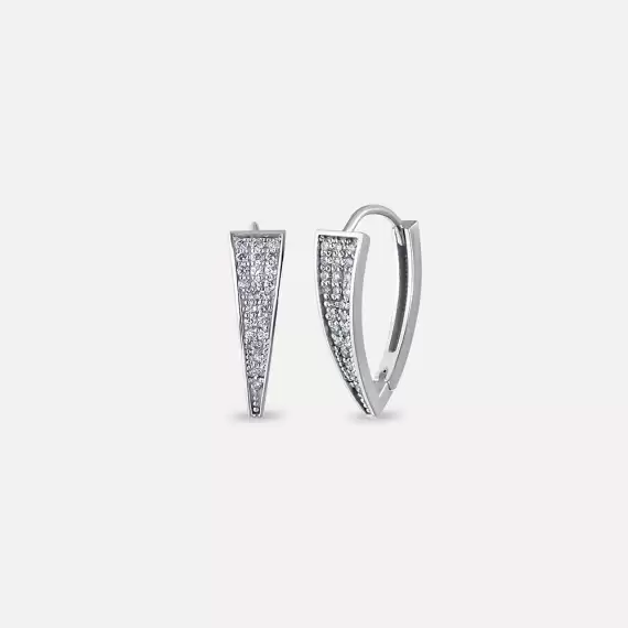 Diamond White Gold Triangle Earring - 1