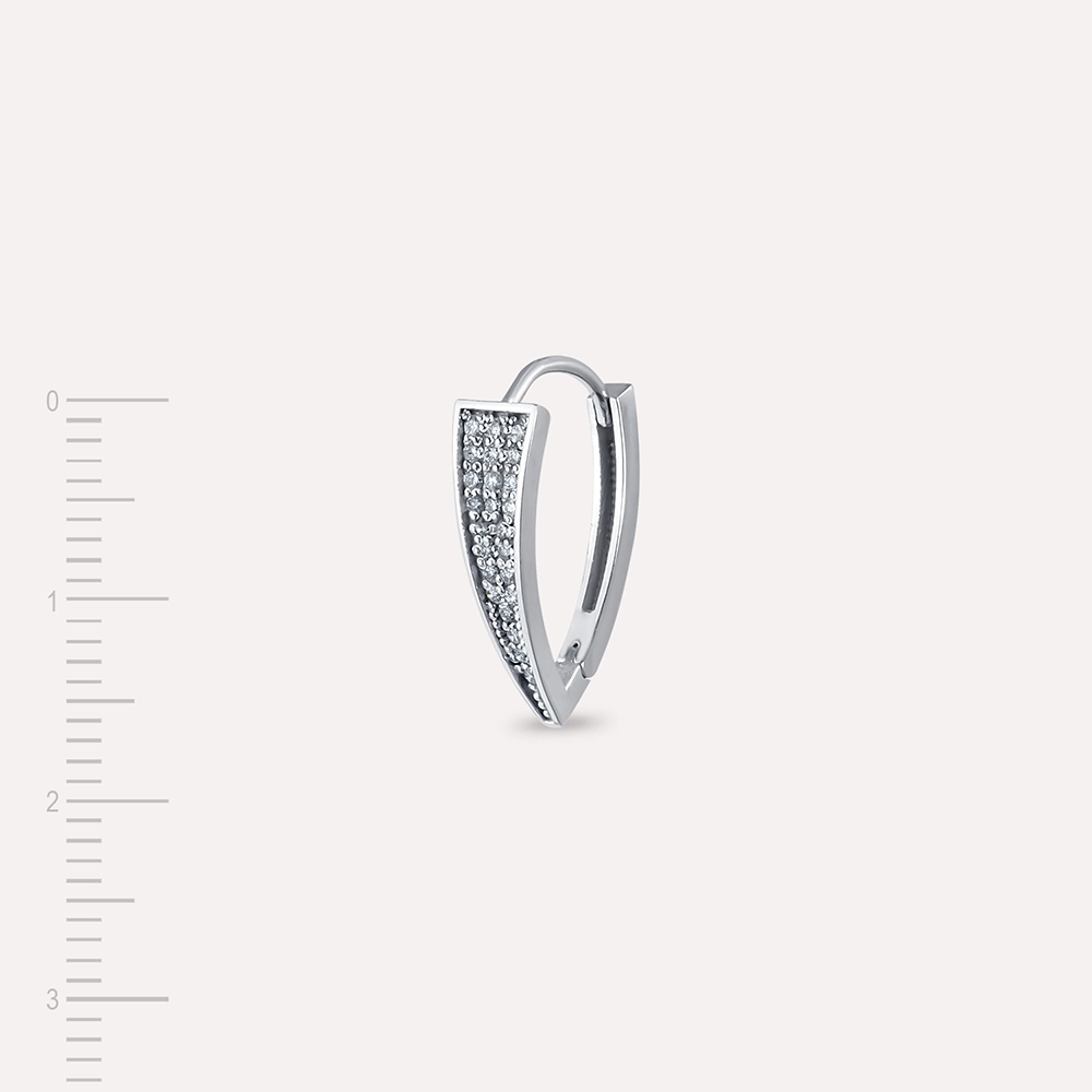 Diamond White Gold Triangle Earring - 4