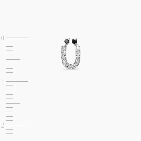 Diamond White Gold Ü Letter Mini Single Earring - 4