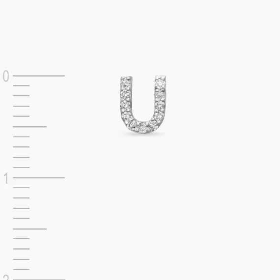 Diamond White Gold U Letter Mini Single Earring - 3