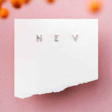 Diamond White Gold V Letter Mini Single Earring - Nev Jewellery (1)