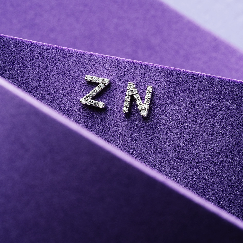 Diamond White Gold Z Letter Mini Single Earring - 3