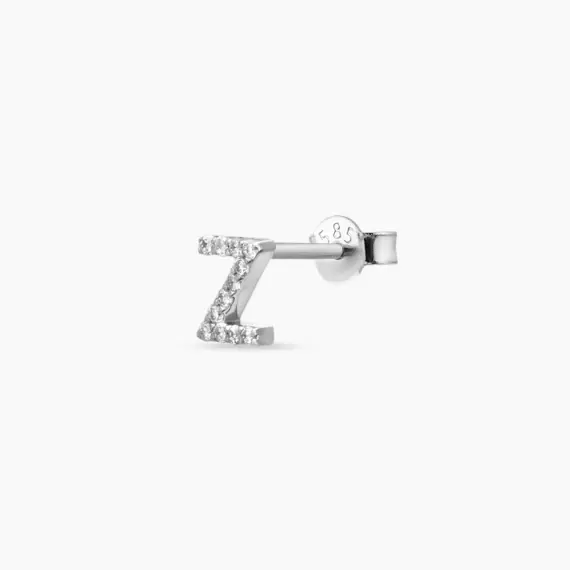 Diamond White Gold Z Letter Mini Single Earring - 1